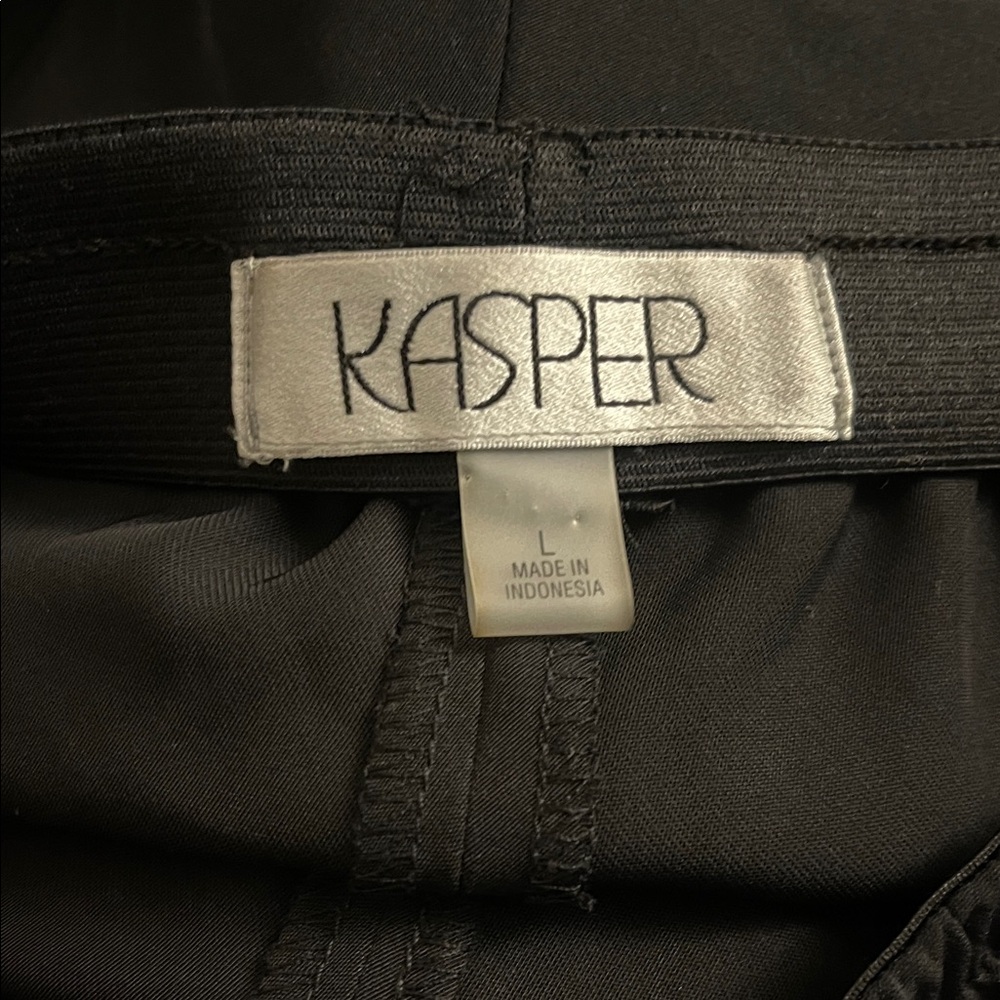 Kasper Black Wide Leg Women's Pants Elastic Waist - Picture 2 of 3